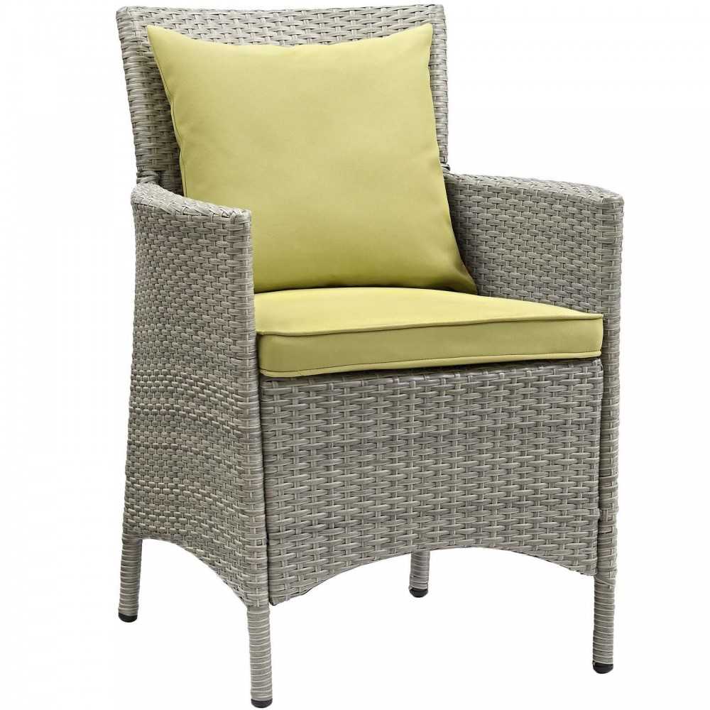 Conduit Outdoor Patio Wicker Rattan Dining Armchair Set of 2, Light Gray Peridot