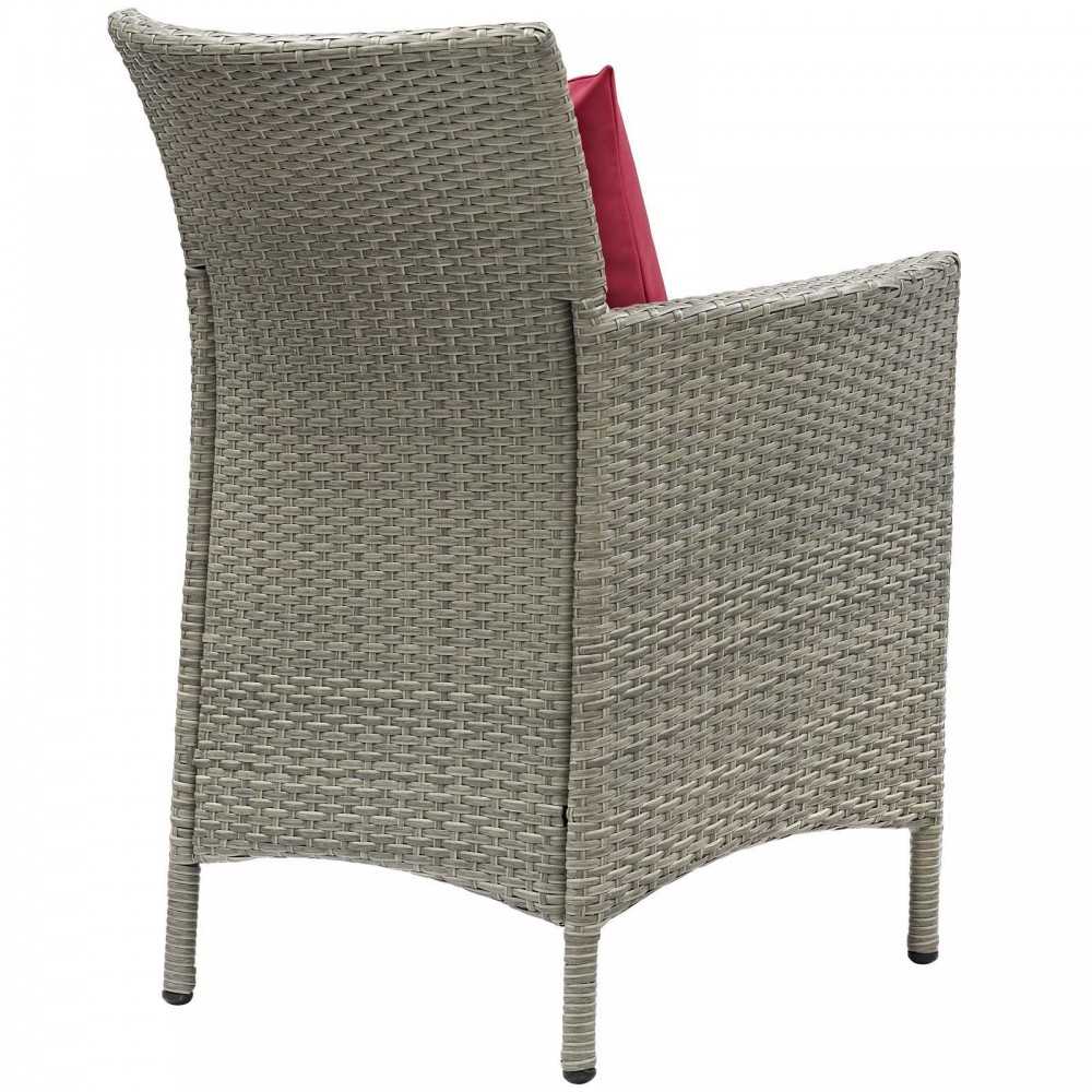 Conduit Outdoor Patio Wicker Rattan Dining Armchair Set of 2, Light Gray Red