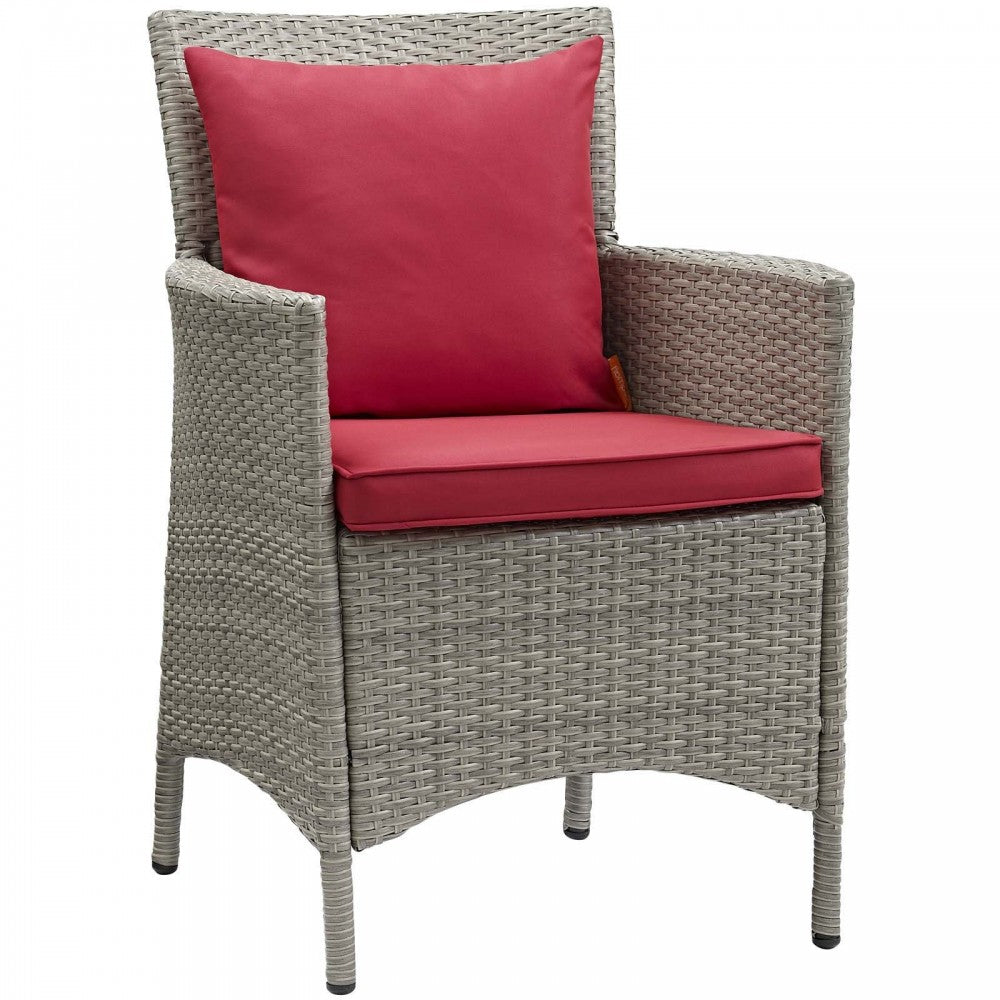 Conduit Outdoor Patio Wicker Rattan Dining Armchair Set of 2, Light Gray Red