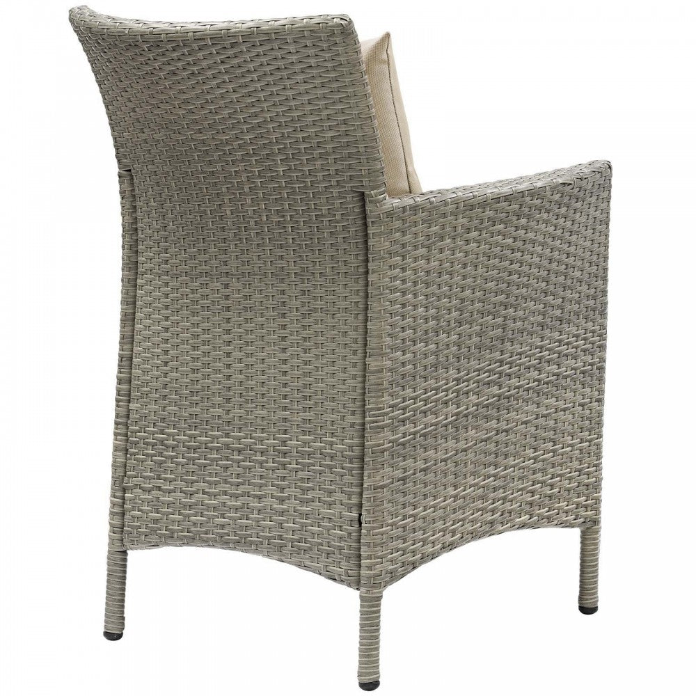 Conduit Outdoor Patio Wicker Rattan Dining Armchair Set of 2, Light Gray Beige