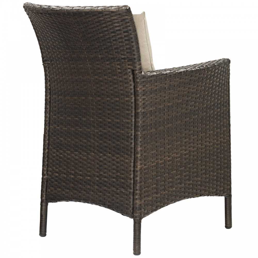 Conduit Outdoor Patio Wicker Rattan Dining Armchair, Brown Beige