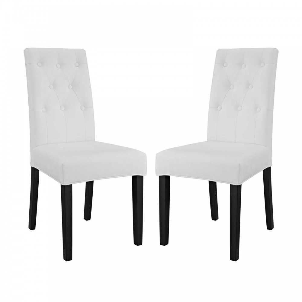 Confer Dining Side Chair Vinyl Set of 2, White