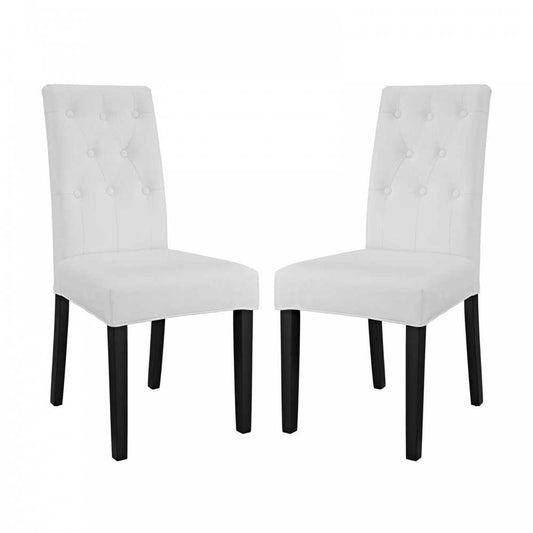 Confer Dining Side Chair Vinyl Set of 2, White