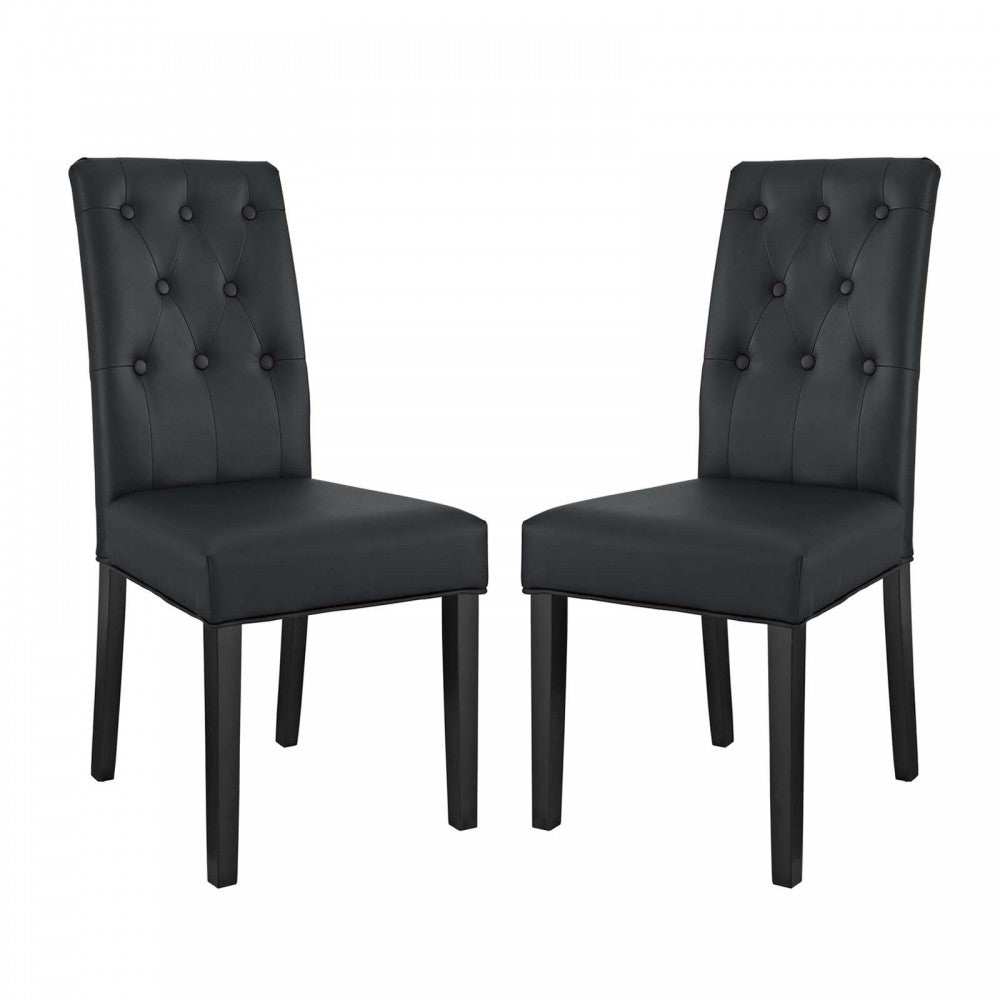Confer Dining Side Chair Vinyl Set of 2, Black