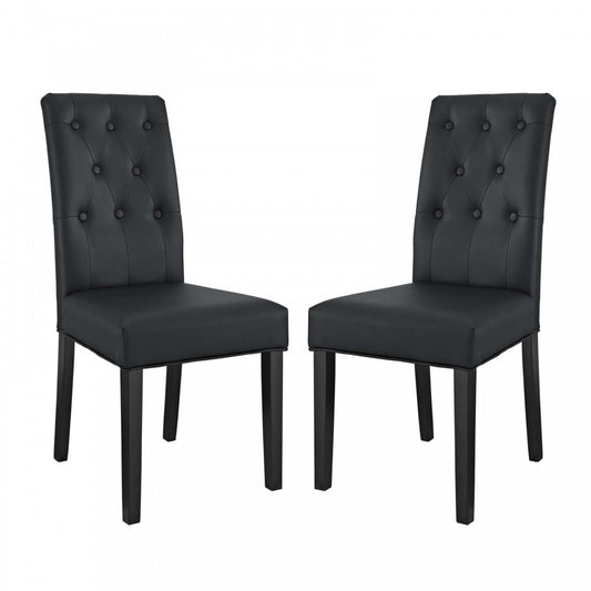 Confer Dining Side Chair Vinyl Set of 2, Black