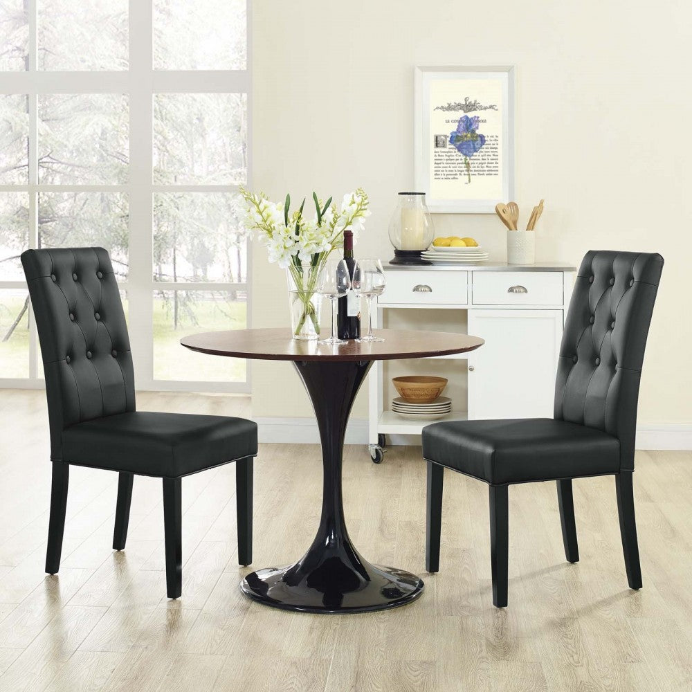 Confer Dining Side Chair Vinyl Set of 2, Black