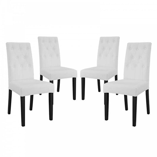 Confer Dining Side Chair Vinyl Set of 4, White