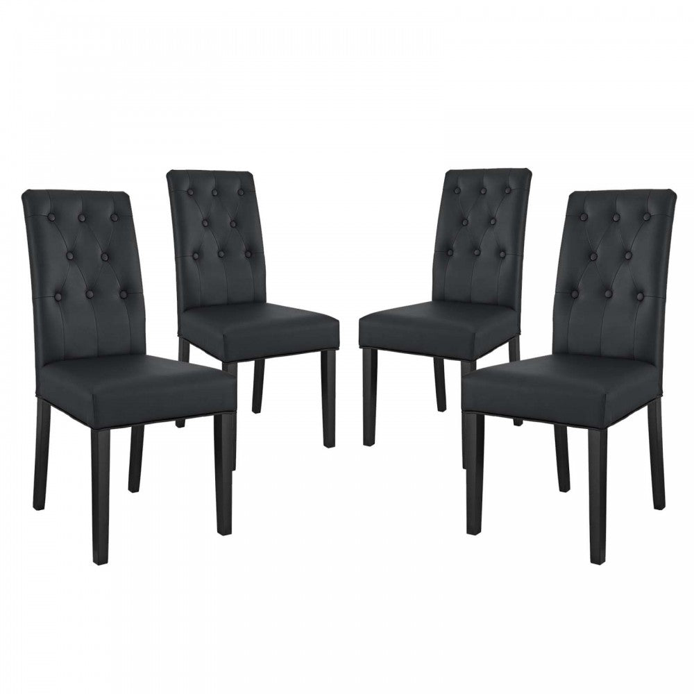 Confer Dining Side Chair Vinyl Set of 4, Black