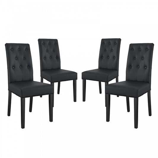 Confer Dining Side Chair Vinyl Set of 4, Black