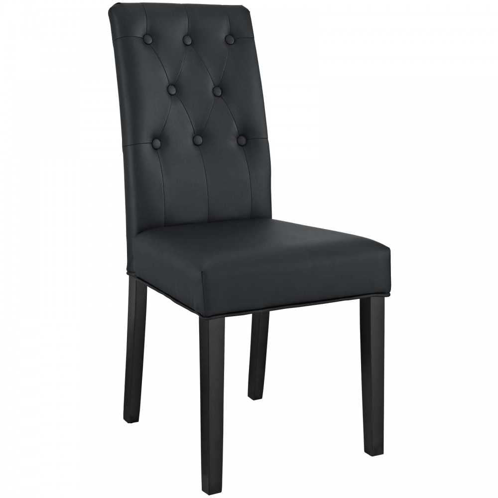 Confer Dining Side Chair Vinyl Set of 4, Black