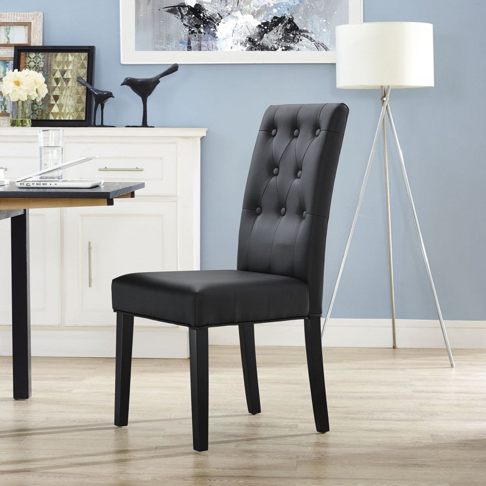 Confer Dining Vinyl Side Chair, Black