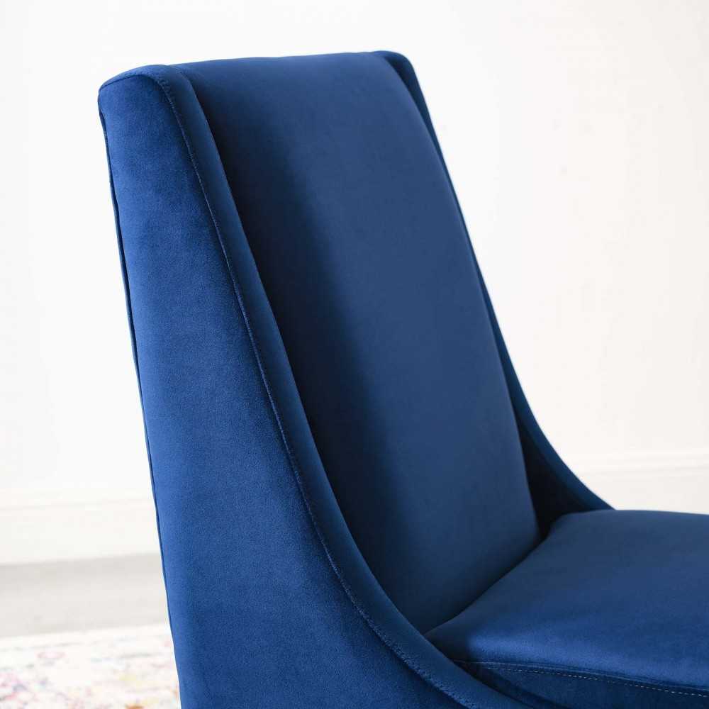 Confident Accent Upholstered Performance Velvet Lounge Chair, Navy