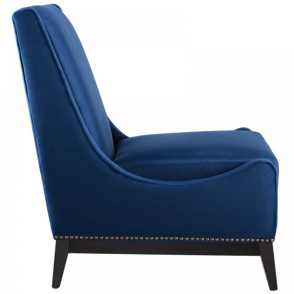 Confident Accent Upholstered Performance Velvet Lounge Chair, Navy