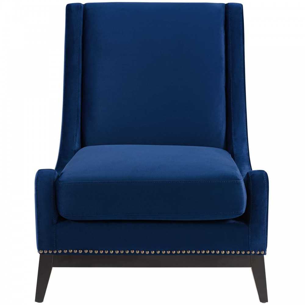 Confident Accent Upholstered Performance Velvet Lounge Chair, Navy