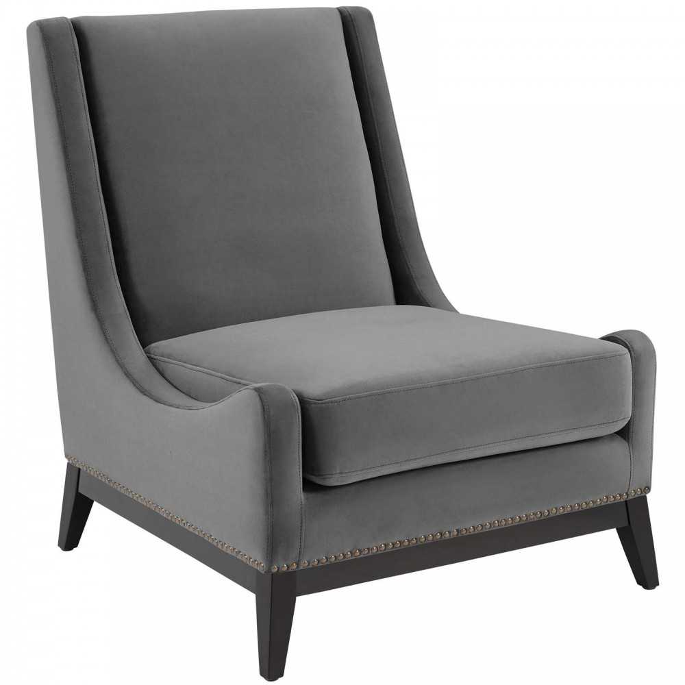 Confident Lounge Chair Upholstered Performance Velvet Set of 2, Gray