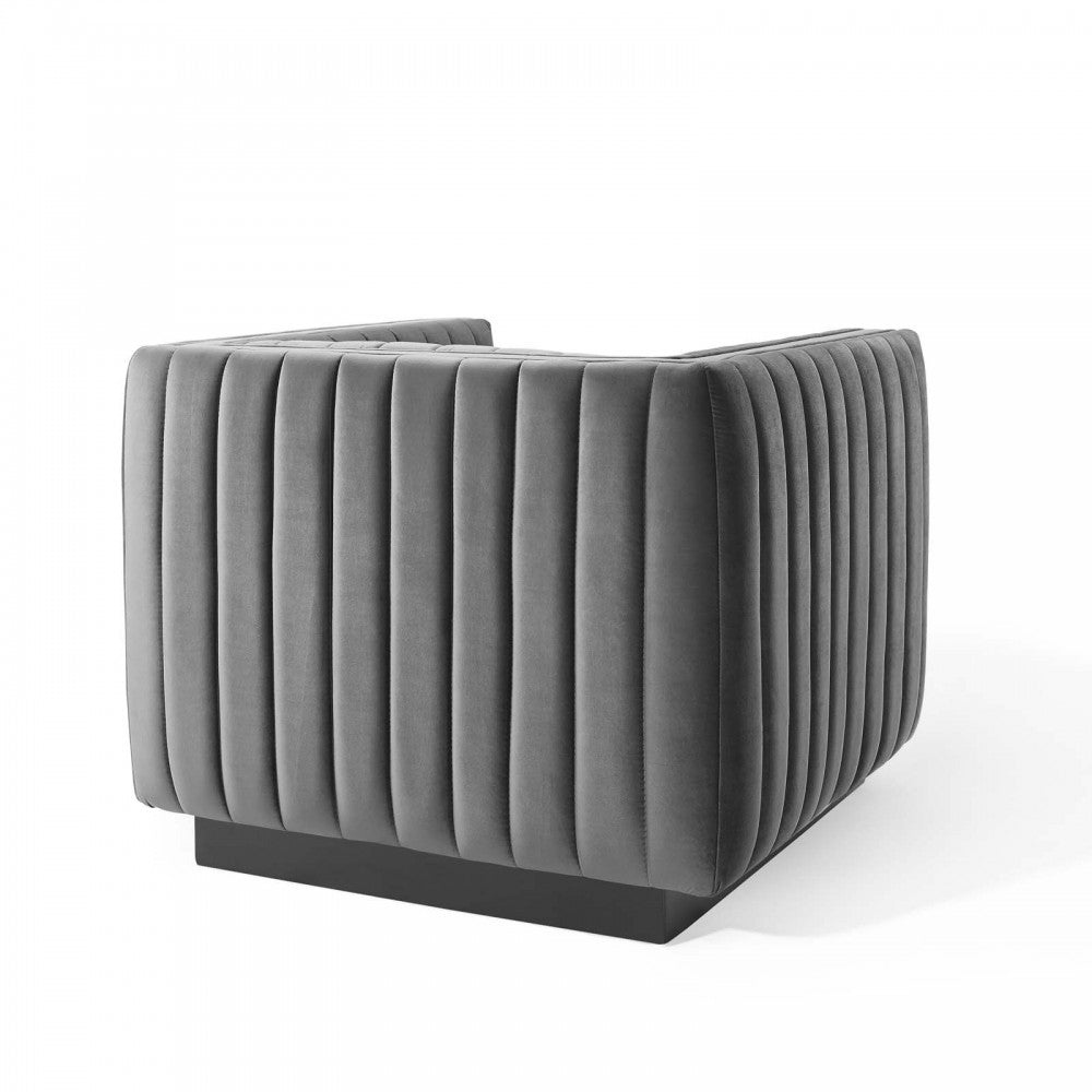 Conjure Channel Tufted Performance Velvet Accent Armchair, Gray