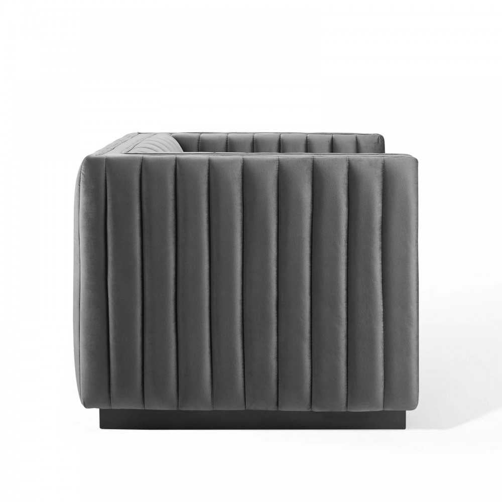 Conjure Channel Tufted Performance Velvet Accent Armchair, Gray