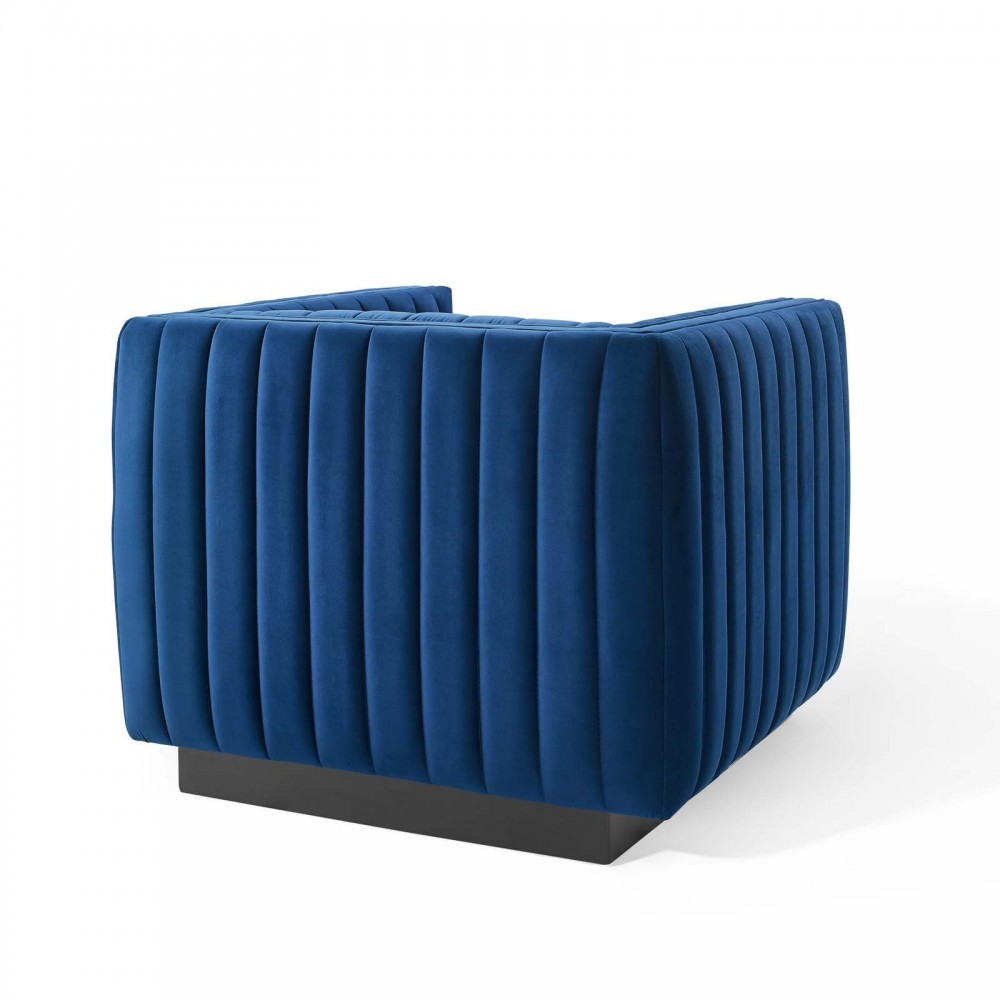 Conjure Channel Tufted Performance Velvet Accent Armchair, Navy