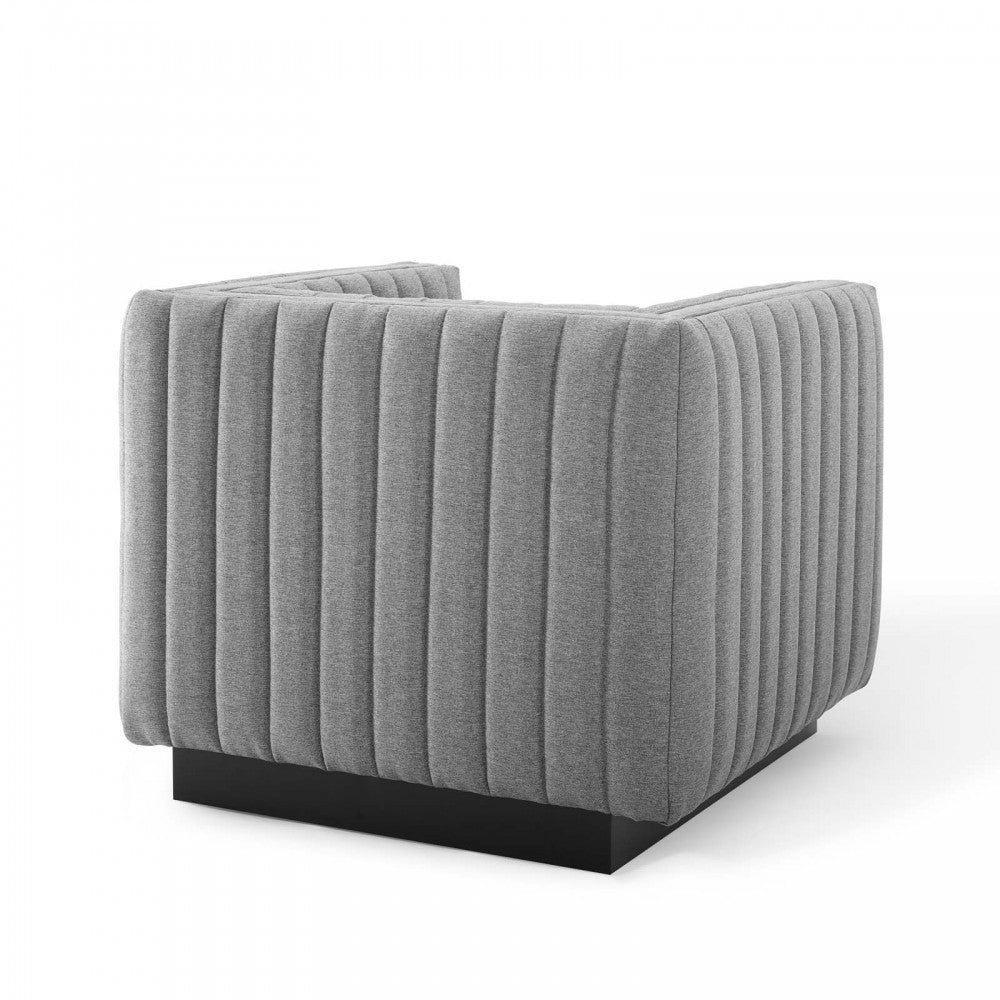 Conjure Tufted Armchair Upholstered Fabric Set of 2, Light Gray