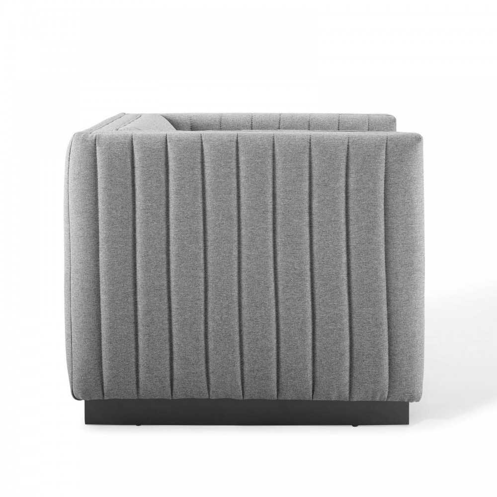 Conjure Tufted Armchair Upholstered Fabric Set of 2, Light Gray