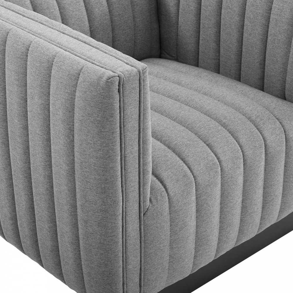 Conjure Tufted Armchair Upholstered Fabric Set of 2, Light Gray