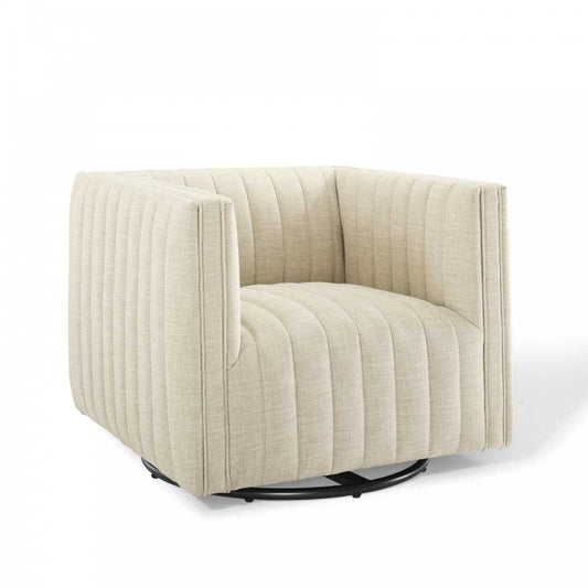 Conjure Tufted Swivel Upholstered Armchair, Beige