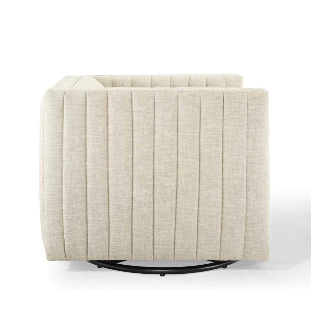 Conjure Tufted Swivel Upholstered Armchair, Beige