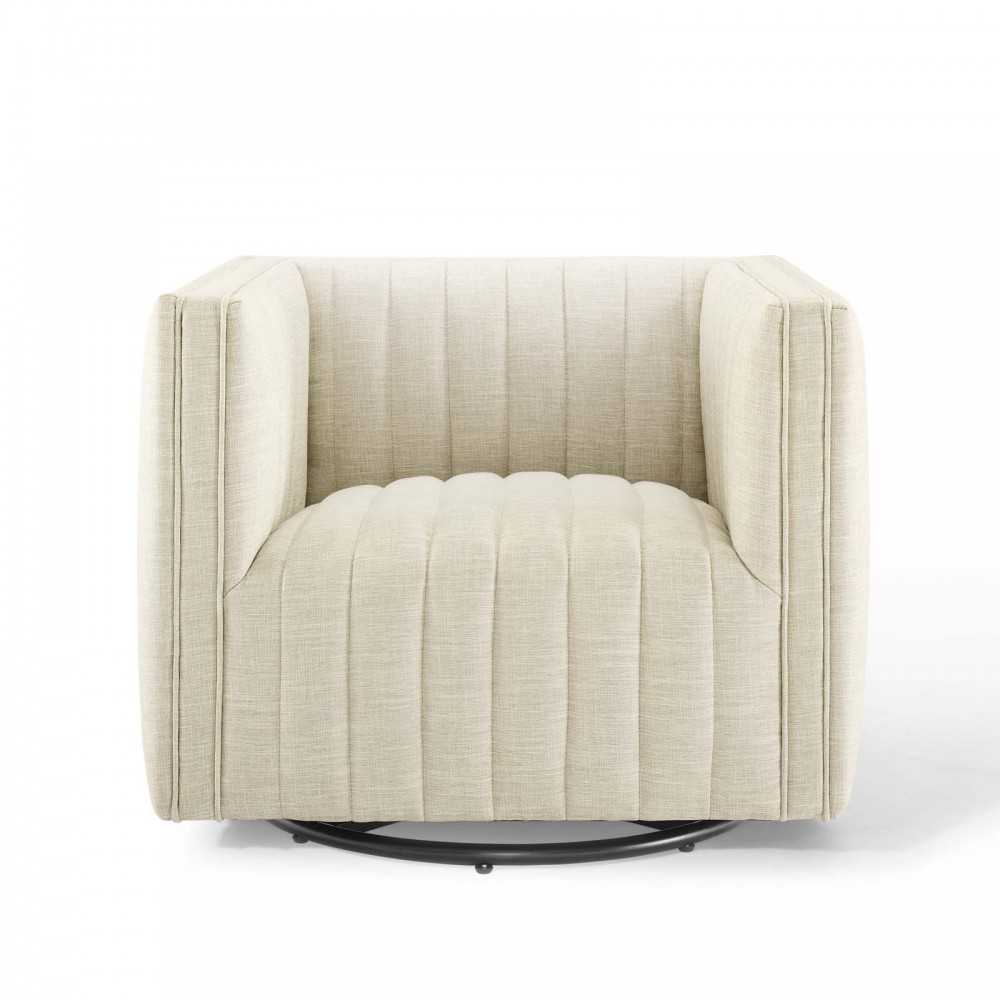 Conjure Tufted Swivel Upholstered Armchair, Beige
