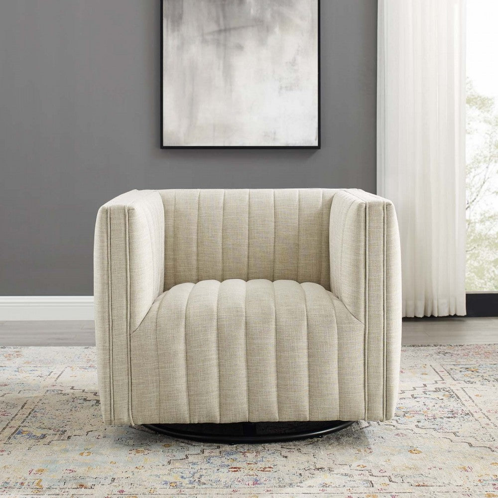 Conjure Tufted Swivel Upholstered Armchair, Beige