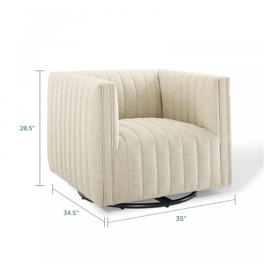Conjure Tufted Swivel Upholstered Armchair, Beige