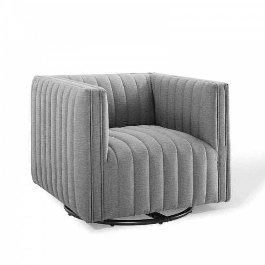 Conjure Tufted Swivel Upholstered Armchair, Light Gray