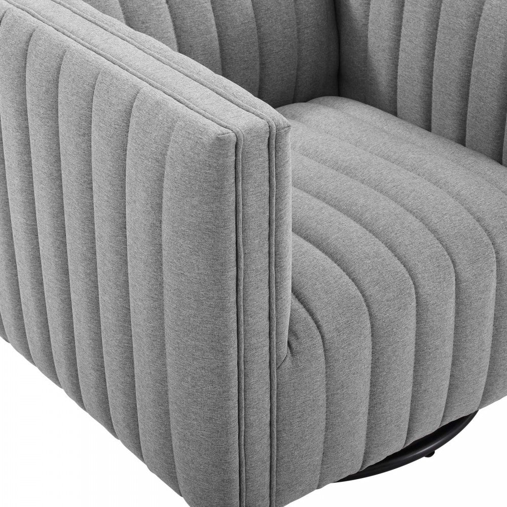 Conjure Tufted Swivel Upholstered Armchair, Light Gray