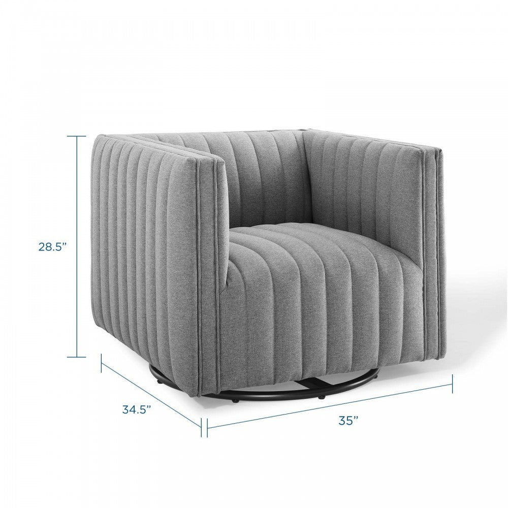 Conjure Tufted Swivel Upholstered Armchair, Light Gray