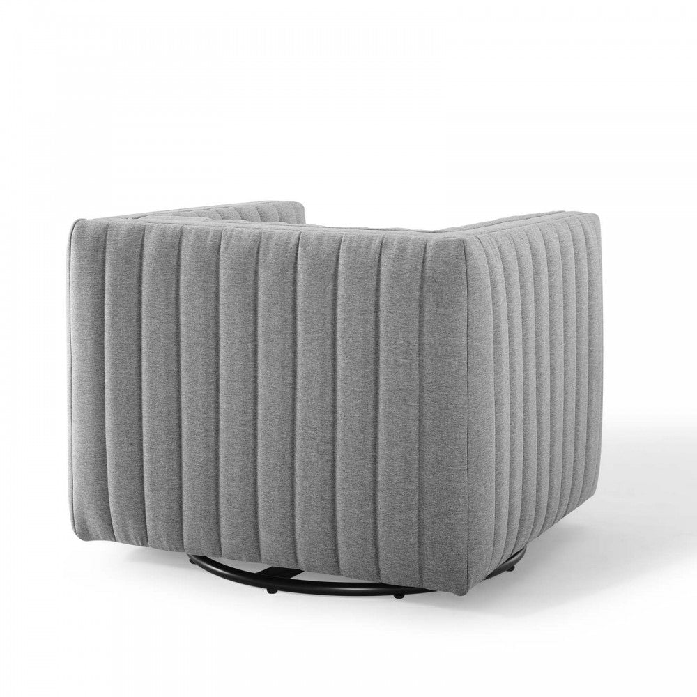 Conjure Tufted Swivel Upholstered Armchair, Light Gray