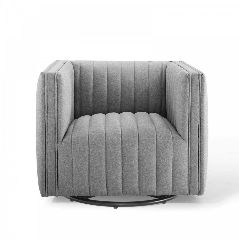 Conjure Tufted Swivel Upholstered Armchair, Light Gray