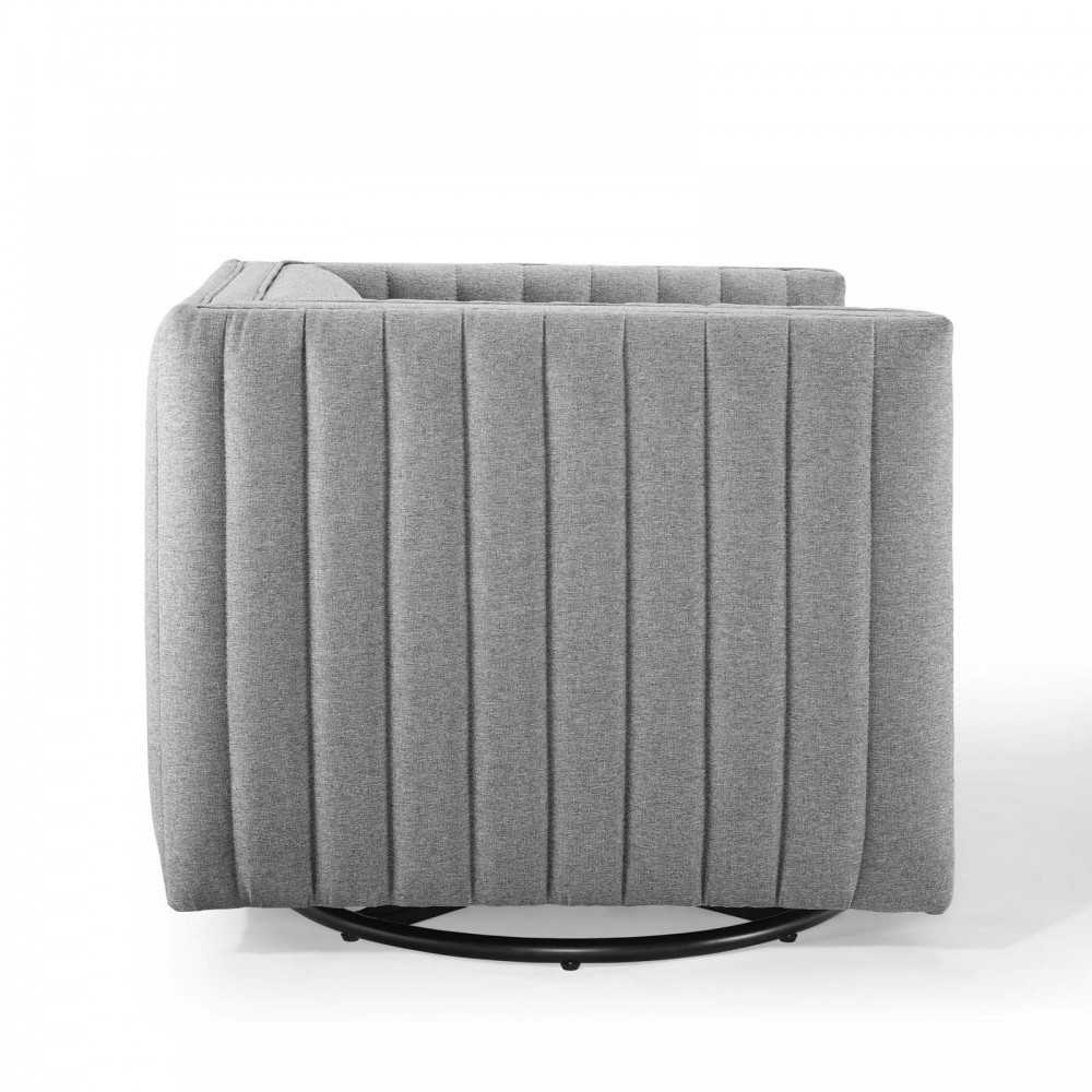 Conjure Tufted Swivel Upholstered Armchair, Light Gray