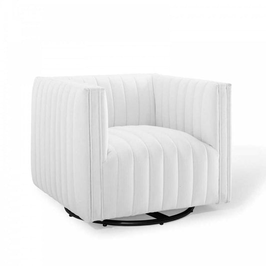 Conjure Tufted Swivel Upholstered Armchair, White
