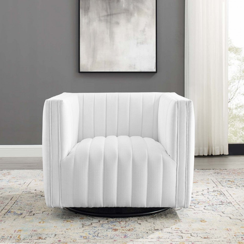 Conjure Tufted Swivel Upholstered Armchair, White