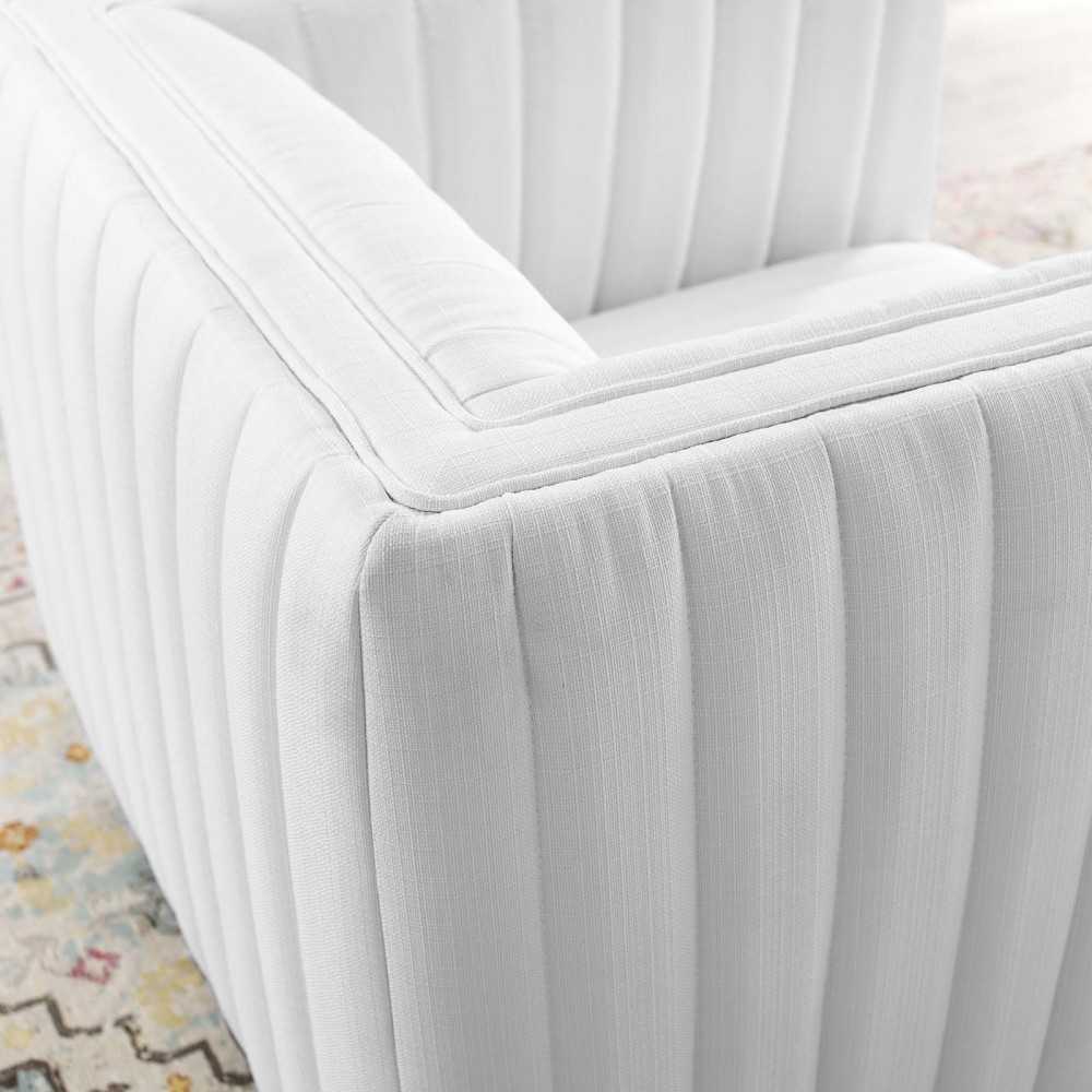 Conjure Tufted Swivel Upholstered Armchair, White