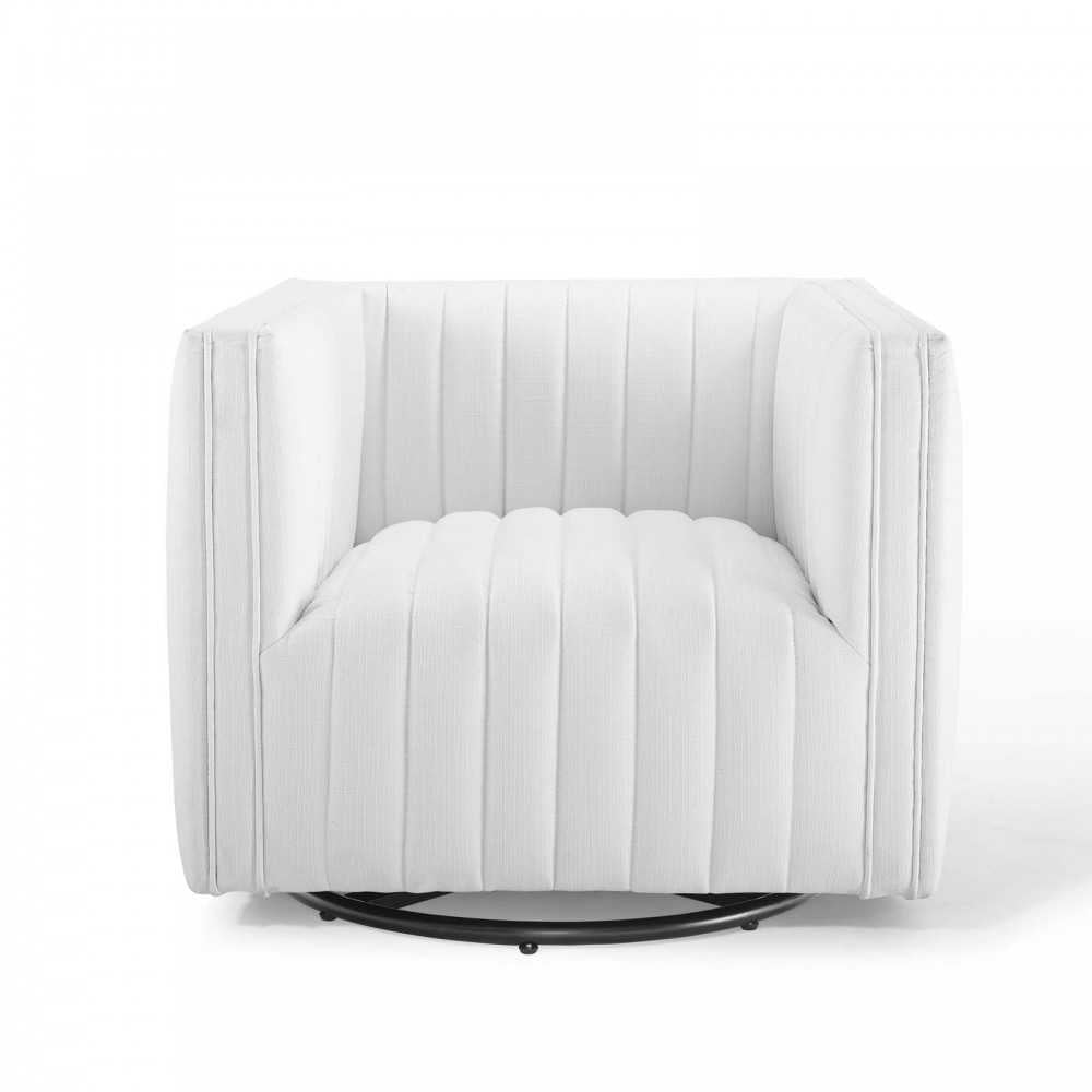 Conjure Tufted Swivel Upholstered Armchair, White