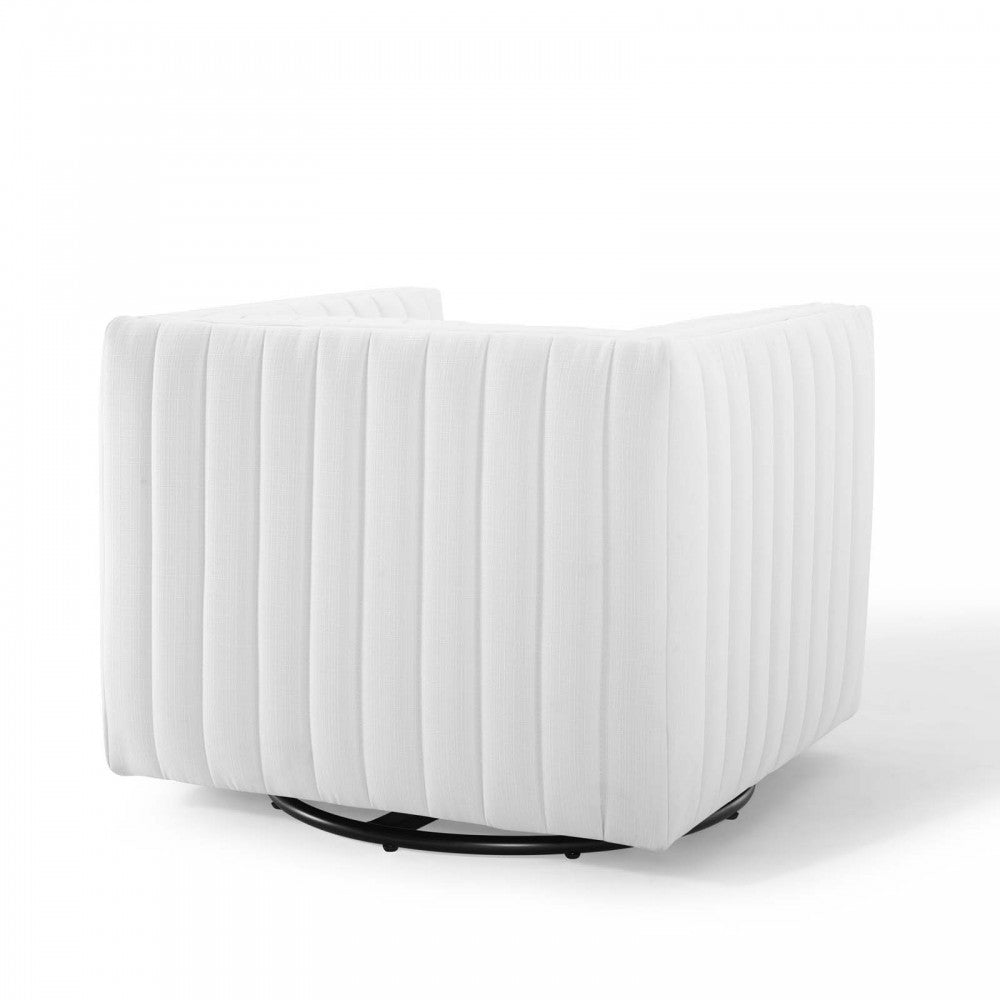 Conjure Tufted Swivel Upholstered Armchair, White