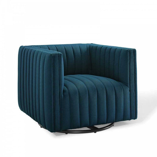Conjure Tufted Swivel Upholstered Armchair, Azure