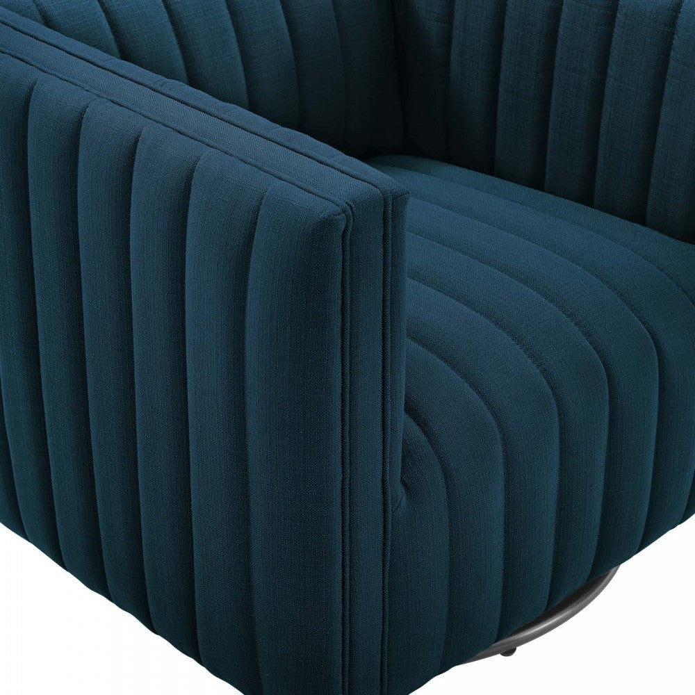 Conjure Tufted Swivel Upholstered Armchair, Azure