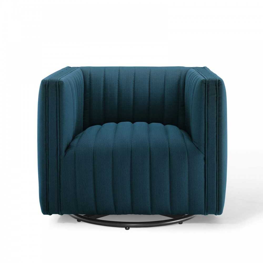 Conjure Tufted Swivel Upholstered Armchair, Azure