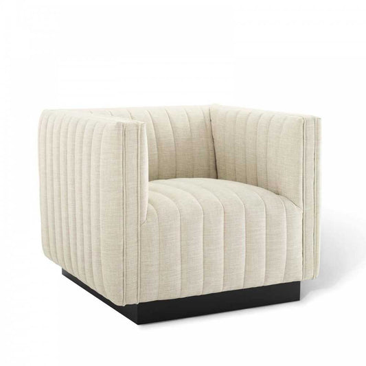 Conjure Tufted Upholstered Fabric Armchair, Beige