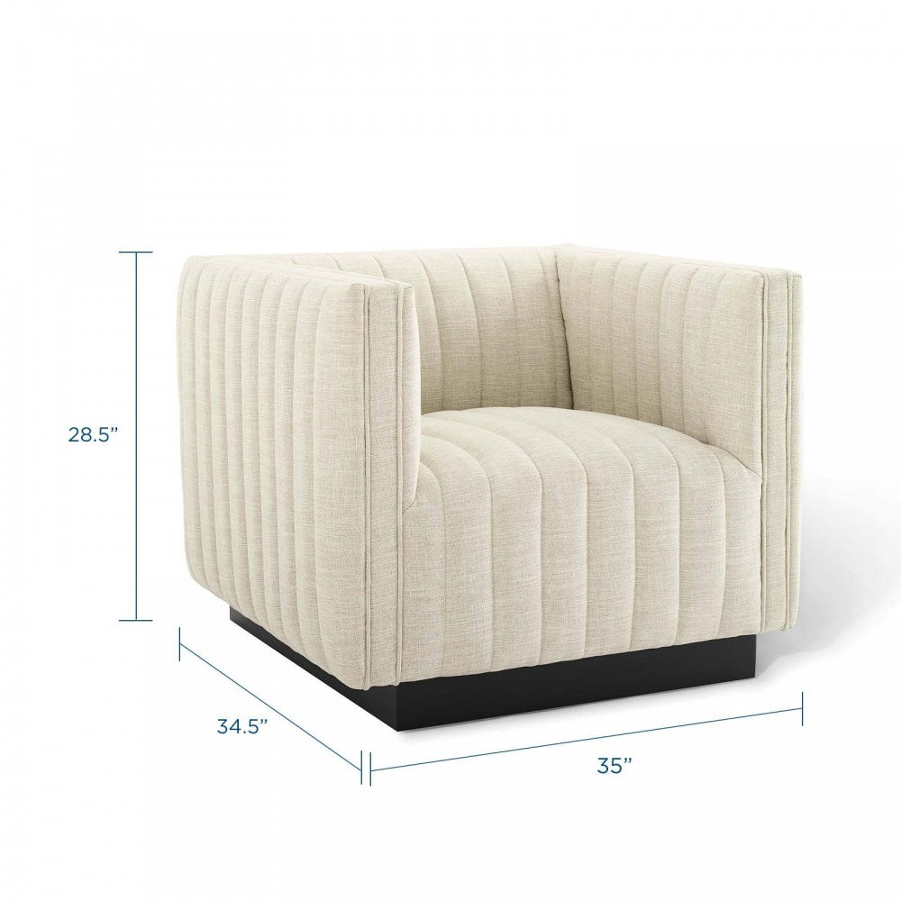 Conjure Tufted Upholstered Fabric Armchair, Beige