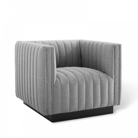 Conjure Tufted Upholstered Fabric Armchair, Light Gray