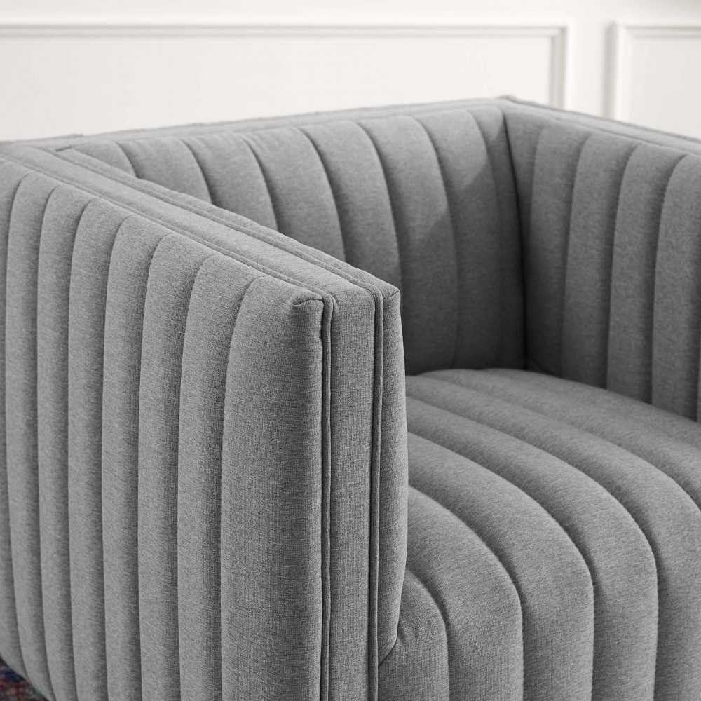 Conjure Tufted Upholstered Fabric Armchair, Light Gray