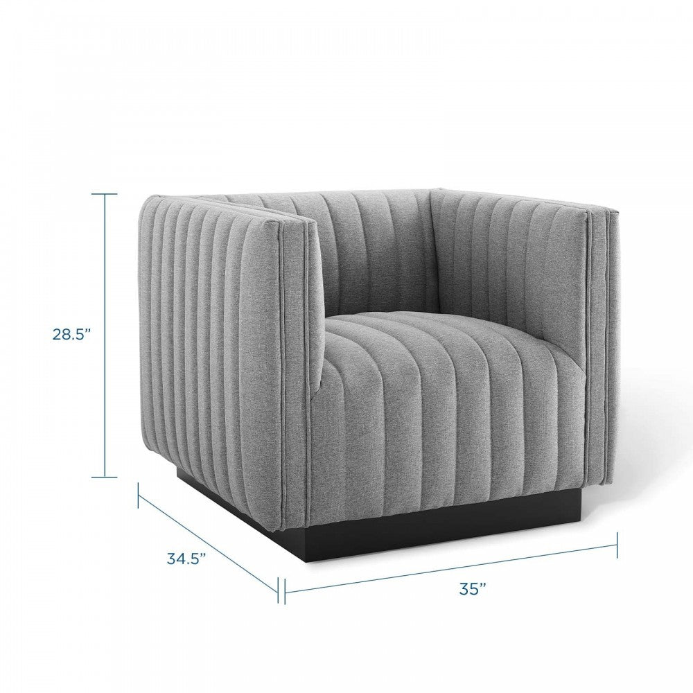Conjure Tufted Upholstered Fabric Armchair, Light Gray