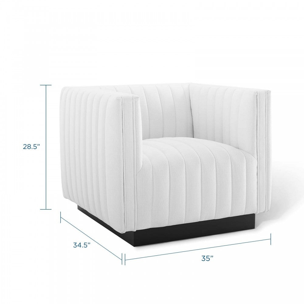 Conjure Tufted Upholstered Fabric Armchair, White